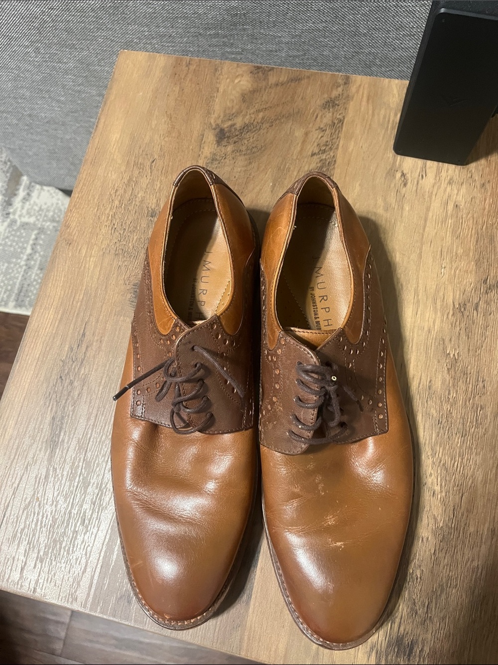 Johnston & Murphy Two-Tone Brown Leather Derby Shoes Size 8.5